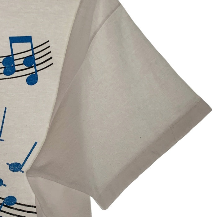90's Hanes ヘインズ 音符プリント Tシャツ ホワイト オールド Size L 福生店