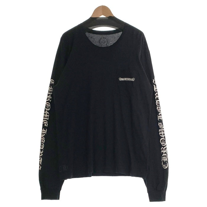 CHROME HEARTS クロムハーツ CH Scroll Logo L/S Pocket Tee スクロールラベルバックプリント ロングスリーブ ポケットTシャツ アーム 長袖 ブラック Size XL 福生店