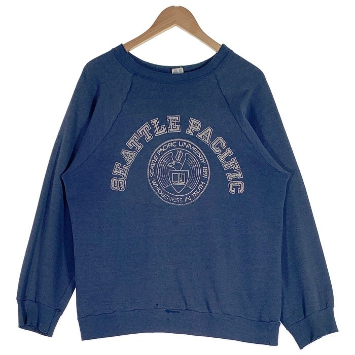 80's Champion チャンピオン SEATTLE PACIFIC ラグランスリーブ スウェットトレーナー ブルー USA製 Size XL 福生店
