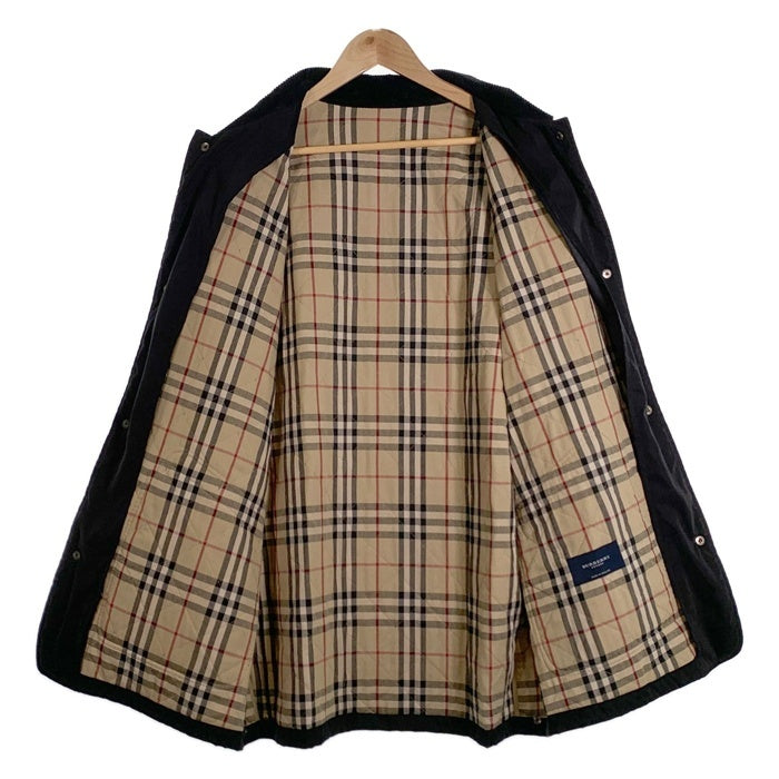 BURBERRY LONDON バーバリー キルティングジャケット ブラック スナップボタン 襟コーデュロイ 裏地ノバチェック Size XL-REG 福生店