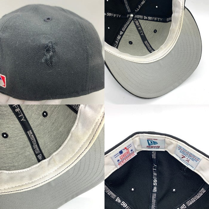 90's New Era ニューエラ 59FIFTY MLB ニューヨーク・ヤンキース ウールベースボールキャップ ブラック ライトブルー USA製 Size 7 1/8 (56.8cm) 福生店