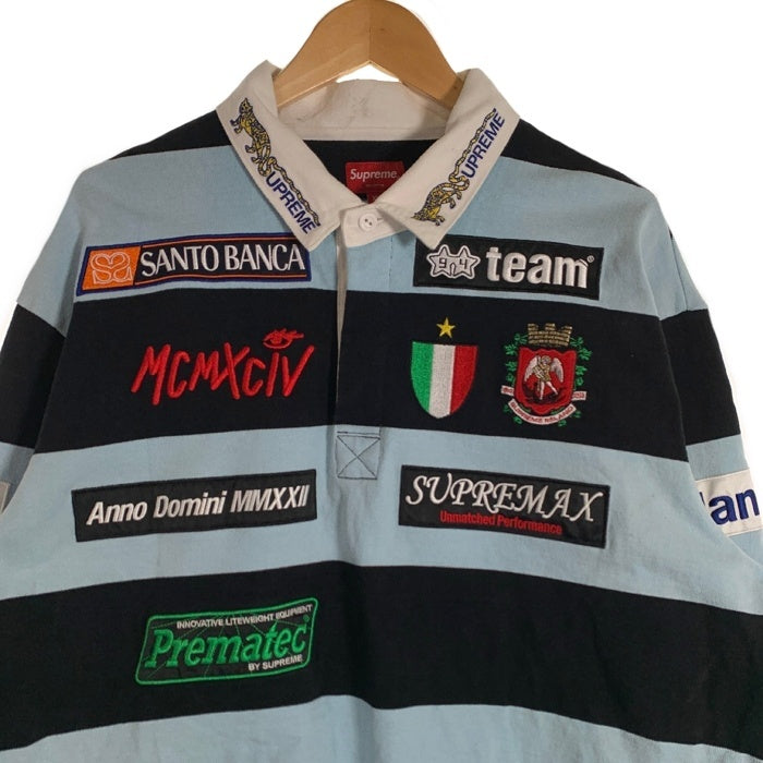 SUPREME シュプリーム 22SS Stripe Rugby ストライプラグビー ラガーシャツ ブルー ブラック Size XL 福生店