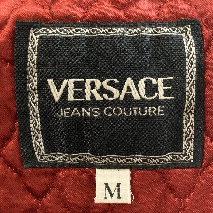 VERSACE JEANS COUTURE ヴェルサーチ コットン ナイロン ライダースジャケット ワインレッド イタリア製 Size M 福生店