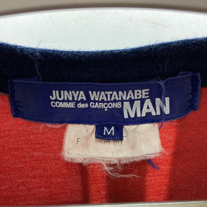 JUNYA WATANABE COMME des GARCONS MAN ジュンヤワタナベ コムデギャルソンマン WO-T001 AD2014 コットン 切替デザイン プリントTシャツ ネイビー ブルー SizeM 瑞穂店