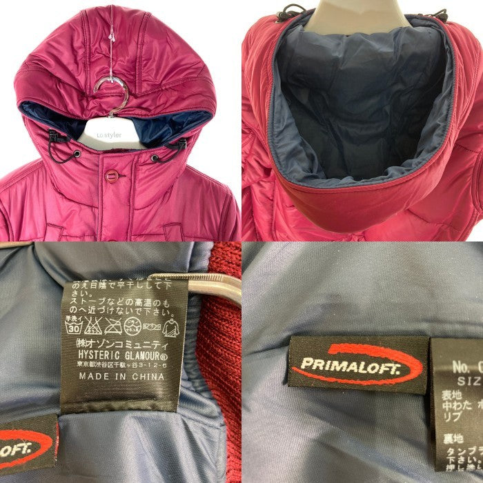 HYSTERIC GLAMOUR ヒステリックグラマー 0113AB04 PRIMALOFT 中綿ジャケット レッド sizeFREE 瑞穂店