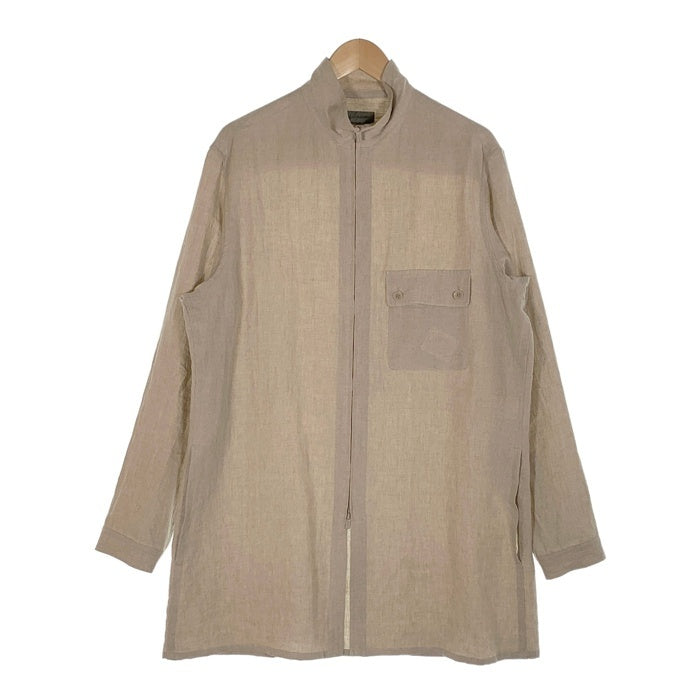 Yohji Yamamoto POUR HOMME ヨウジヤマモトプールオム HIGH COUNT LINEN ZIP OPEN BLOUSE リネン ジップアップシャツ オフホワイト HG-B28-301-1A Size 2 福生店