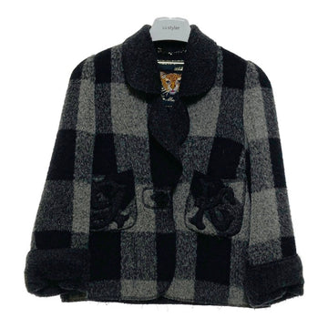 伊太利屋 ITALIYA イタリヤ アルパカ ウールコート グレー ブラック sizeF 瑞穂店