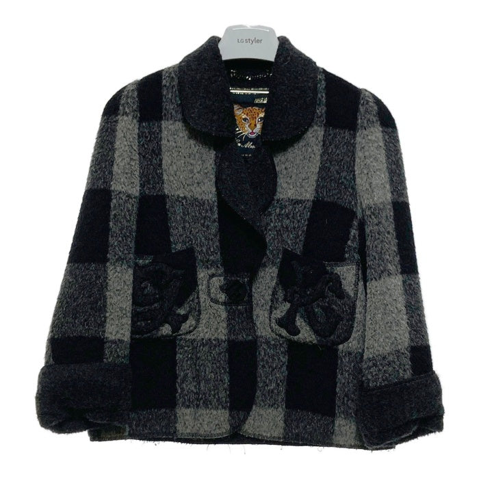 伊太利屋 ITALIYA イタリヤ アルパカ ウールコート グレー ブラック sizeF 瑞穂店