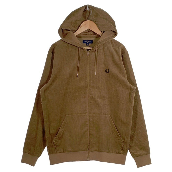 FRED PERRY フレッドペリー コーデュロイ ジップアップパーカー ブラウン 薄手 Size L 福生店