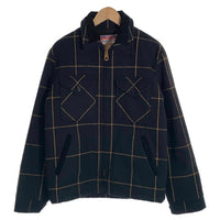CALEE キャリー 15AW ウール ジップアップジャケット ウィンドウペン 豚革 ブラック CL-15AW038 Size L 福生店