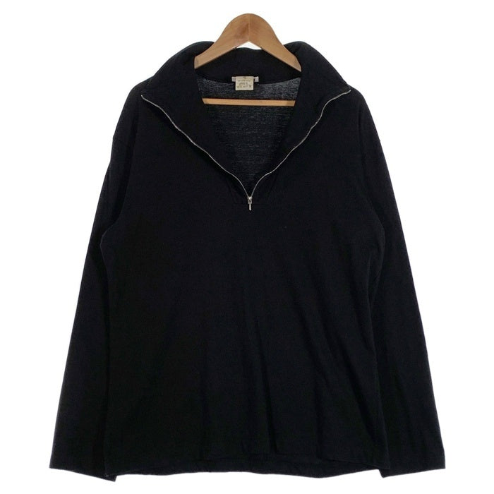 agnes.b homme. アニエスベーオム ハーフジップ ハイネックカットソー コットン ブラック フランス製 Size 2 福生店