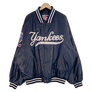 Majestic マジェスティック ニューヨーク・ヤンキース ナイロン スタジャン ネイビー 中綿 ワッペン ネイビー 韓国製 Size XXL 福生店