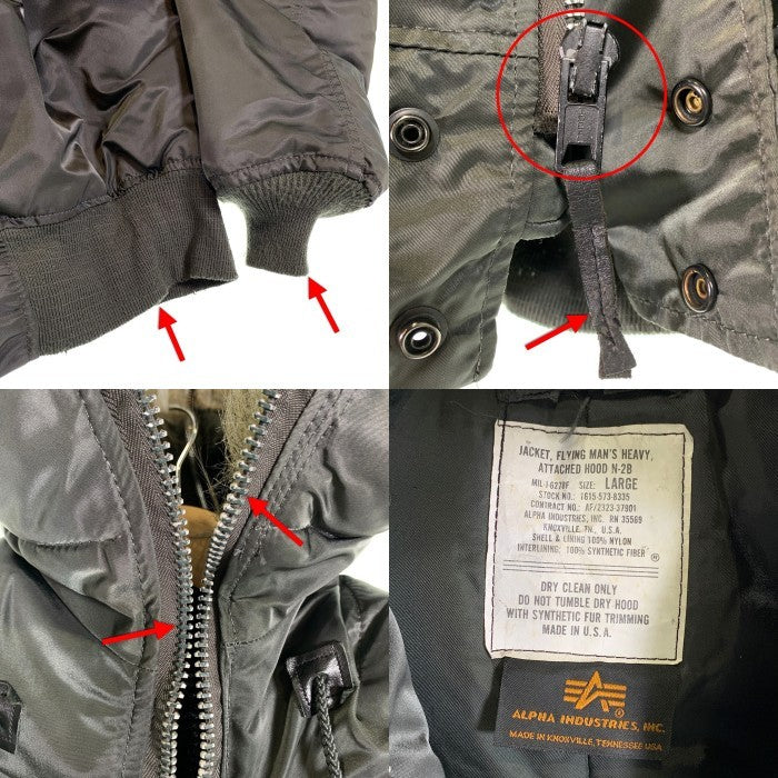 90's ALPHA INDUSTRIES アルファインダストリーズ N-2B フライトジャケット オリーブ 1615-573-8335 USA製 Size L 福生店