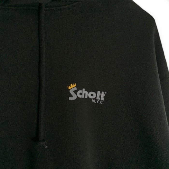 Schott ショット HOODED SWEAT CROWN LOGO フーデッド スウェット クラウンロゴ プルオーバー フーディー パーカー ブラック 782-2231019 Size M 福生店