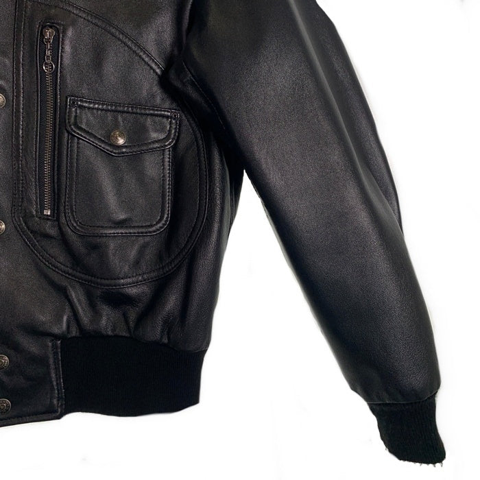 Schott ショット Leather Varsity Jacket  羊革 レザー ヴァーシティー ジャケット ブラック 7571 USA製 Size 38 福生店