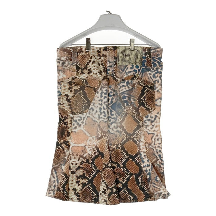 JUST Cavalli ジャストカヴァリ パイソン柄 金具ディテール スカート ブラウン size42 瑞穂店