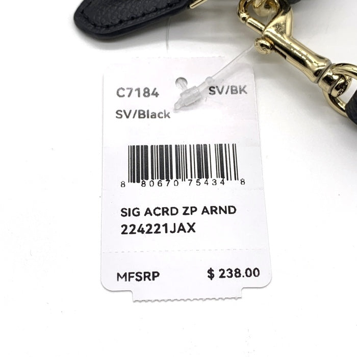 COACH コーチ C7184 ラウンドファスナーレザーウォレット 長財布 ブラック ストラップ 福生店
