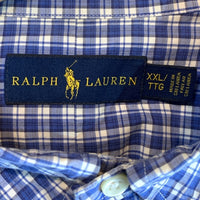 RALPH LAUREN ラルフローレン ボタンダウン チェックシャツ ブルー 半袖 Size XXL 福生店