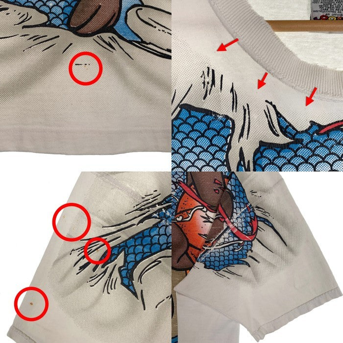 90's LOONEY TUNES ルーニー・テューンズ MONSTER SLAM プリントTシャツ タズマニアンデビル 袖裾ダブル ホワイト 1996コピーライト Size XL 福生店