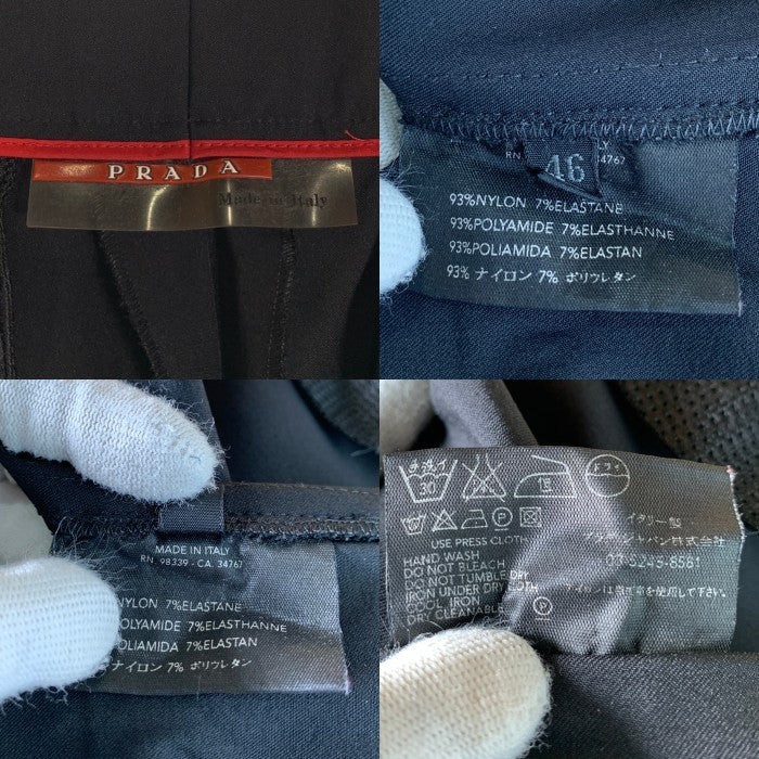 PRADA SPORT プラダスポーツ フレア ナイロンスラックス 裾ファスナー ブラック Size 46 福生店