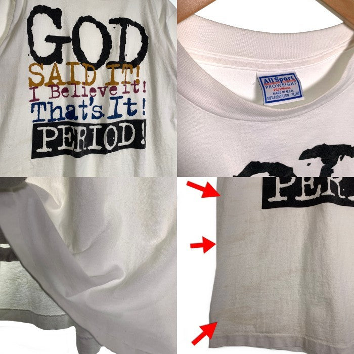 90`s クリスチャン グラフィック 半袖 Tシャツ ホワイト USA製 Size XL 福生店