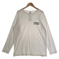 STANDARD CALIFORNIA スタンダードカリフォルニア Henry Neck ヘンリーネック  ロングスリーブTシャツ 長袖 ラグランスリーブ ホワイト Size L 福生店