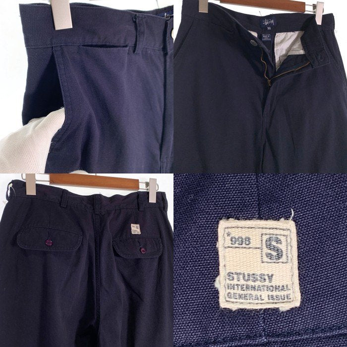 90's STUSSY ステューシー キャンバスコットン トラウザーパンツ ネイビー 中国製 紺タグ Size 32 福生店