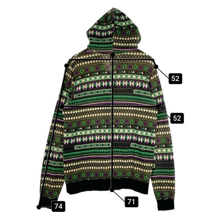 SWAGGER スワッガー 総柄 ジップアップ フーディー パーカー グリーン Size L 福生店