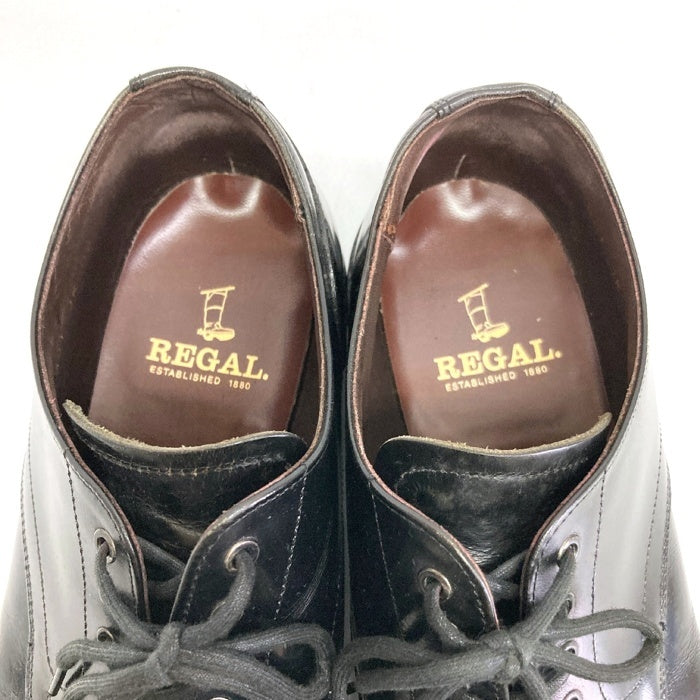 REGAL リーガル プレーントゥ 外羽根 レザーシューズ ブラック size26.5cm 瑞穂店