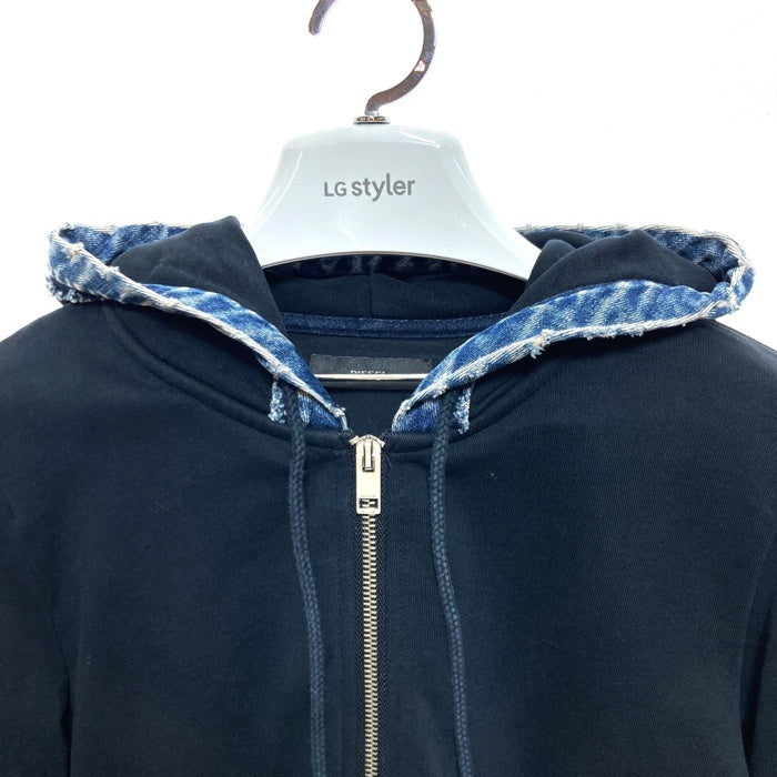 DIESEL ディーゼル  スウェットパーカー デニム フード ブラック sizeXS 瑞穂店