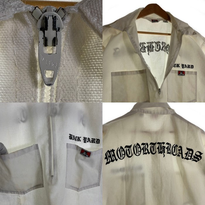 90's BEN DAVIS ベンデイビス ハーフジップ ワークシャツ 刺繡 三角タグ ホワイト USA製 Size XL 福生店