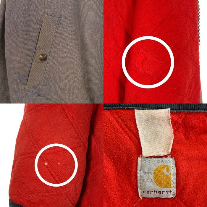 80's Carhartt カーハート ダック地 ウエスタンヨーク ワークジャケット グレー 100周年 赤キルティングライナー Size L 相当 福生店