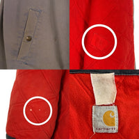 80's Carhartt カーハート ダック地 ウエスタンヨーク ワークジャケット グレー 100周年 赤キルティングライナー Size L 相当 福生店