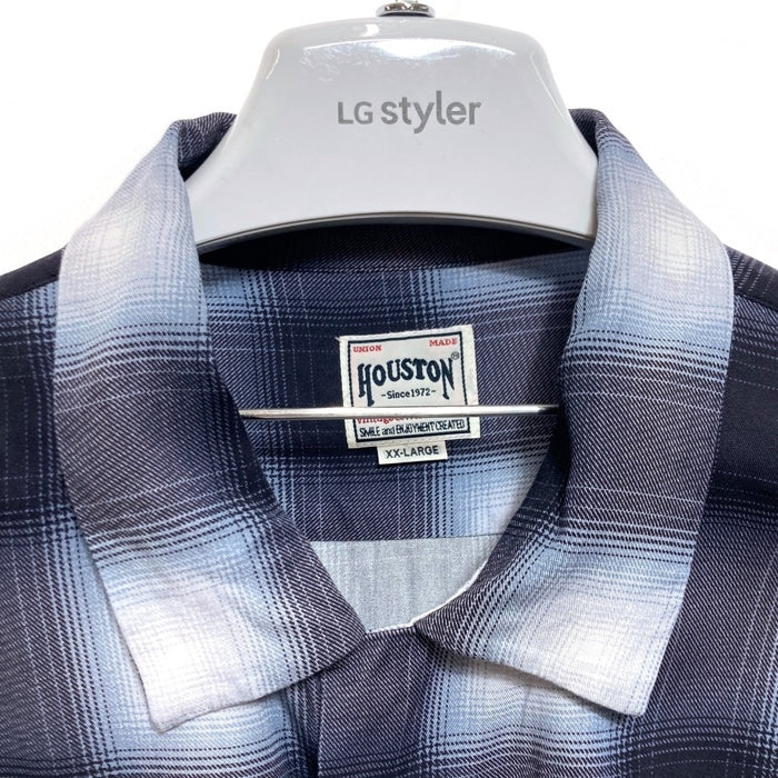 HOUSTON ヒューストン オンブレチェックシャツ レーヨン 長袖 ブラック 41188 Size XXL 瑞穂店