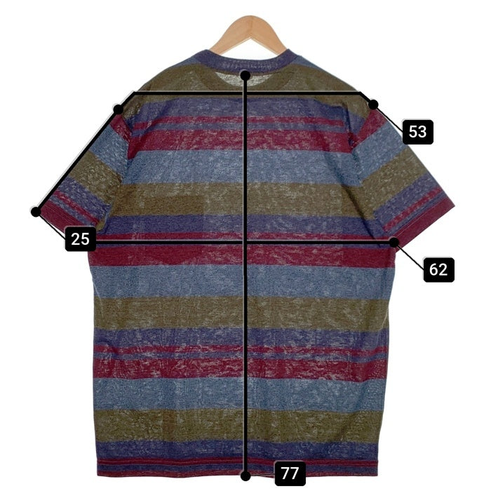 80's STUSSY ステューシー マルチボーダー ポケットTシャツ ネイビー USA製 黒タグ Size XL 福生店