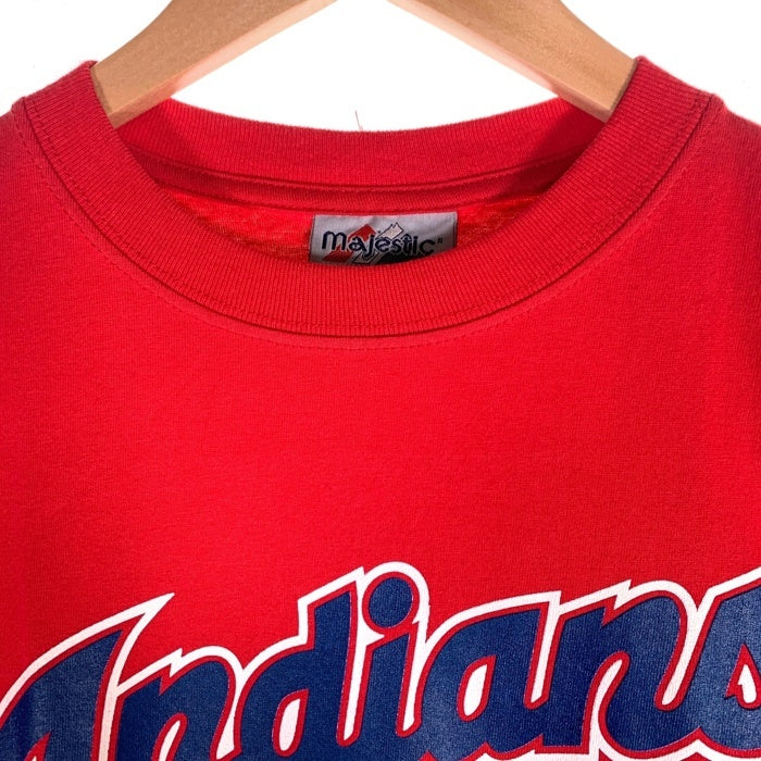 majestic マジェスティック Cleveland Indians クリーブランド インディアンズ 半袖 Tシャツ レッド メキシコ製 Size L 福生店