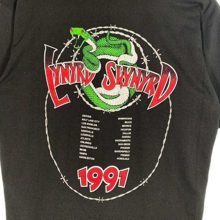 90's LYNYRD SKYNYRD レーナードスキナード 1991ツアー プリントTシャツ ブラック Hanes 1991コピーライト Size L 福生店