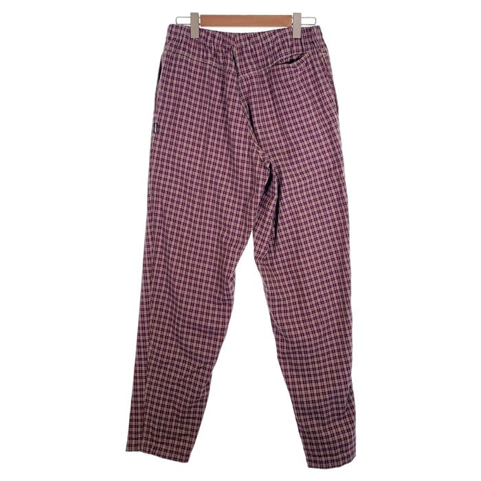 80's STUSSY ステューシー チェック柄 イージーパンツ USA製 黒タグ ベルト ボルドー Size S 福生店