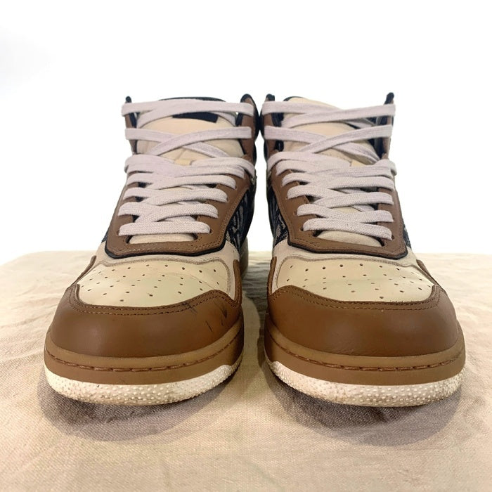 Dior HOMME ディオールオム オブリーク ミッド レザースニーカー ブラウン ホワイト DC1121 Size 42 (26-27cm) 福生店
