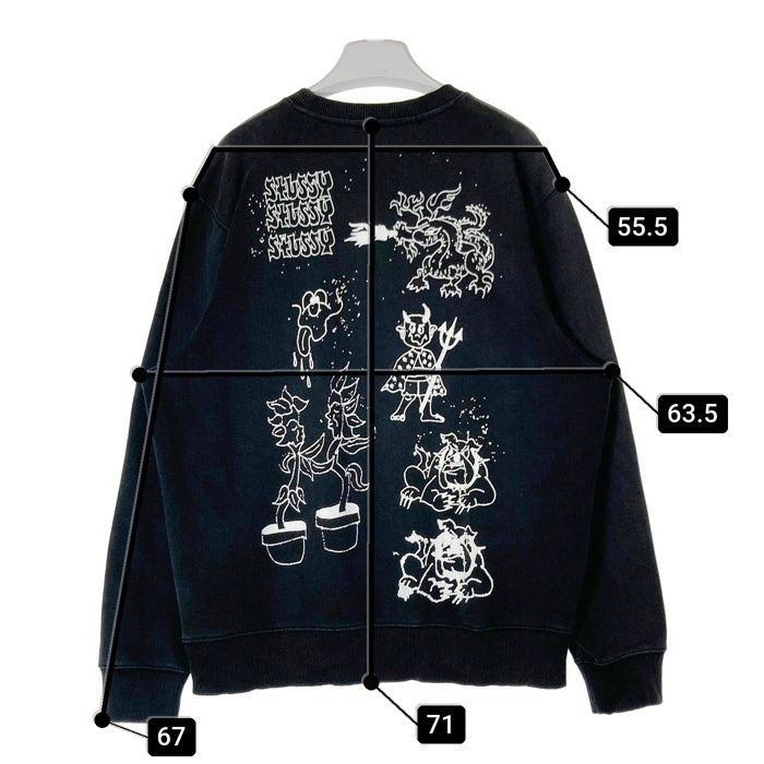 STUSSY ステューシー 1914648 BAD DREAM CREW プリント スウェットトレーナー ブラック sizeL 瑞穂店