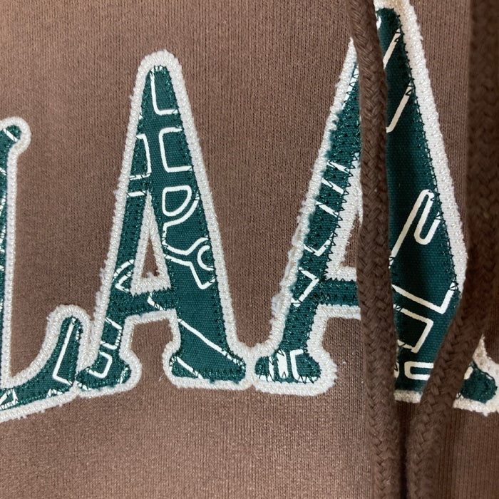 LAAMS ラームズ LOGO HOODIE ロゴワッペン プルオーバースウェットパーカー ブラウン Size XXL 瑞穂店