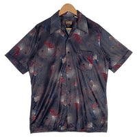 70's Sears シアーズ オープンカラーシャツ 半袖 ポリエステル 総柄プリント ブラック Size L 福生店