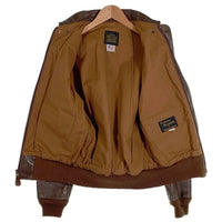 80's 90's AVIREX アヴィレックス EMAR ジップ Genuine Horsehide ホースハイド A-2 レザー フライト ジャケット ブラウン DRAWING NO. 30-1415, CONTRACT NO. 1978-01 USA製 Size 34 福生店