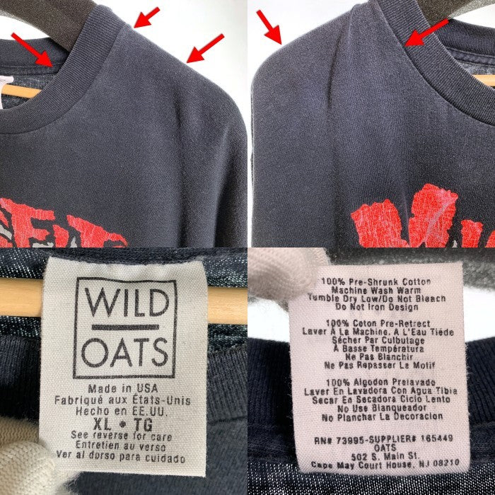 90`s MISFITS ミスフィッツ SKULL スカル プリントTシャツ ブラック USA製 WILD OATS 1995コピーライト Size XL 福生店