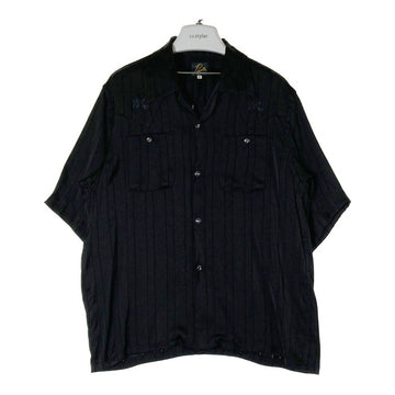 Needles ニードルス OT202 S/S Cowboy One-Up Shirt TA/CU/PE Georgette パピヨン刺繍 カウボーイ オープンカラーシャツ ブラック sizeS 瑞穂店