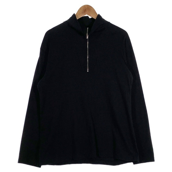 agnes.b homme. アニエスベーオム ハーフジップ ハイネックカットソー コットン ブラック フランス製 Size 2 福生店