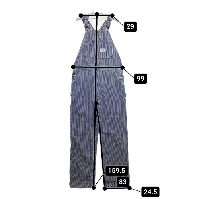 ROUND HOUSE ラウンドハウス LOT45 ヒッコリー オーバーオール インディゴ×ホワイト size32×34 瑞穂店