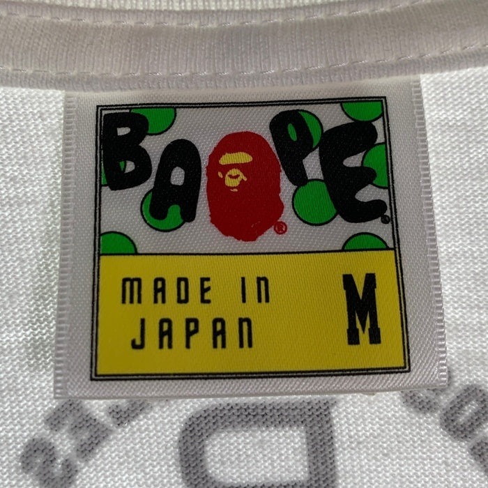 A BATHING APE アベイシングエイプ プリントTシャツ ホワイト 日本製 2008 ラインストーン Size M 福生店