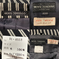 MEN'S TENORAS メンズティノラス ストライプ ダブル スーツ ジャケット スラックス ブラック ホワイト ウール Size M 福生店