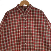 Ralph Lauren ラルフローレン BLAKE ボタンダウンチェックシャツ 半袖 コットン レッド 香港製 Size XL 福生店